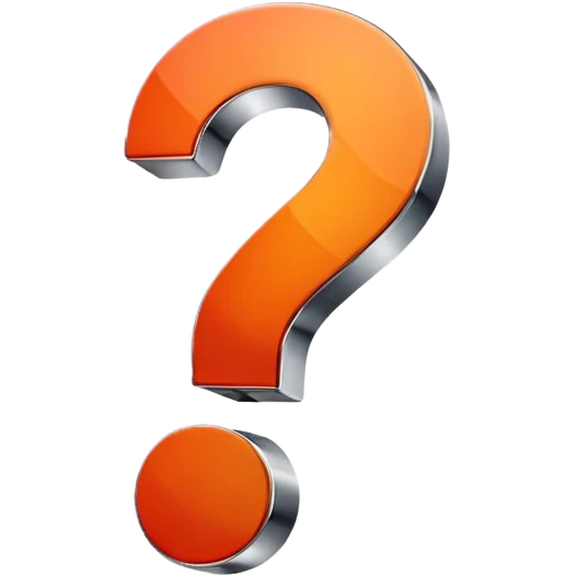 red-and-orange colored question mark with the chrome effect emoji