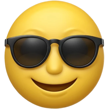 3D-rendered yellow smiley face emoji with black sunglasses and a confident smile, isolated on transparent background emoji