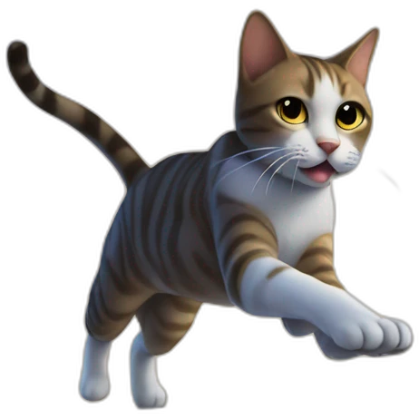 Cat doing salto at the edge of a skyscraper with backlights of a night city emoji