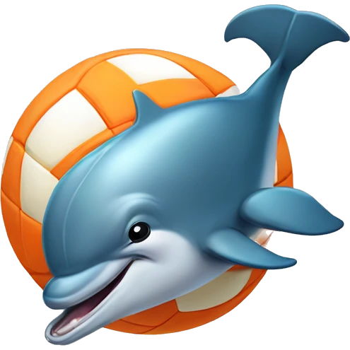 Dolphin with volley ball on nose emoji