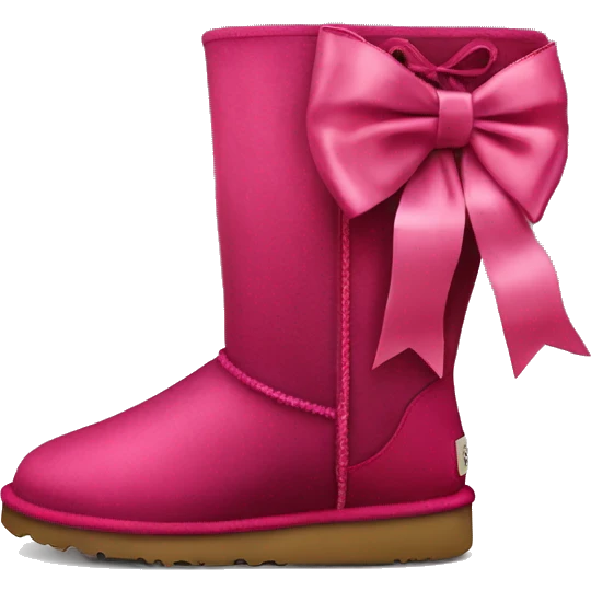 Realistic pair of zip up raspberry color Ugg boots with silk ribbon bow emoji