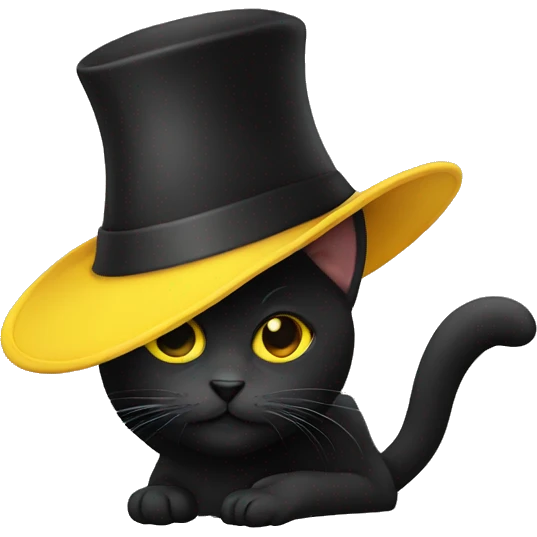 Black cat with yellow hat emoji