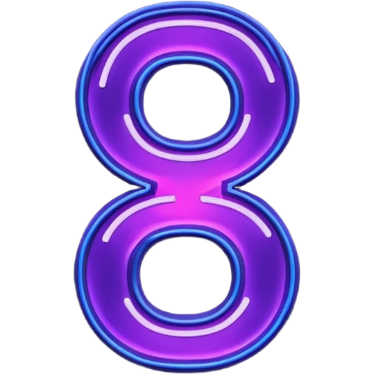 Neon sign in the form of numbers "18+" in dark purple and dark blue tones emoji