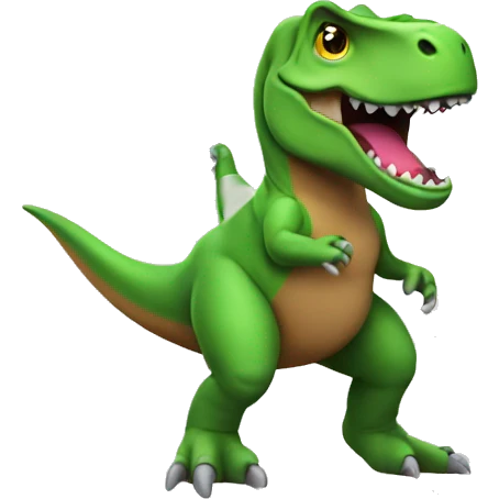 Trex holding a rainbow flag emoji