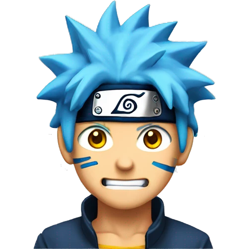older naruto character with bright blue hair and yellow eyes emoji