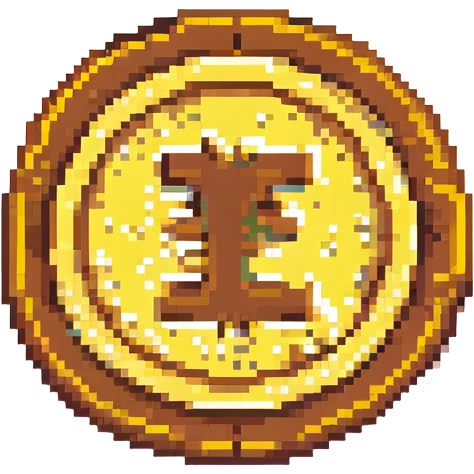 A pixel art style image of a gold coin, featuring a yellow and brown pixelated design, simple and retro design, no additional text or symbols. emoji