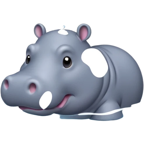 hippo emoji floating on water, cute and simple style, light gray color emoji