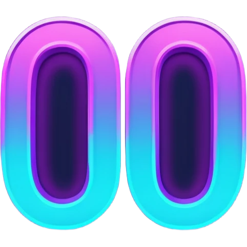 futuristic glowing neon “100” sign, purple and cyan glow, dark background emoji