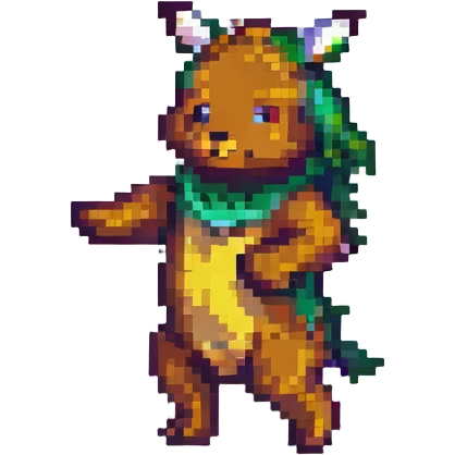 a dancing animal in pixel art style, reminiscent of retro video games emoji