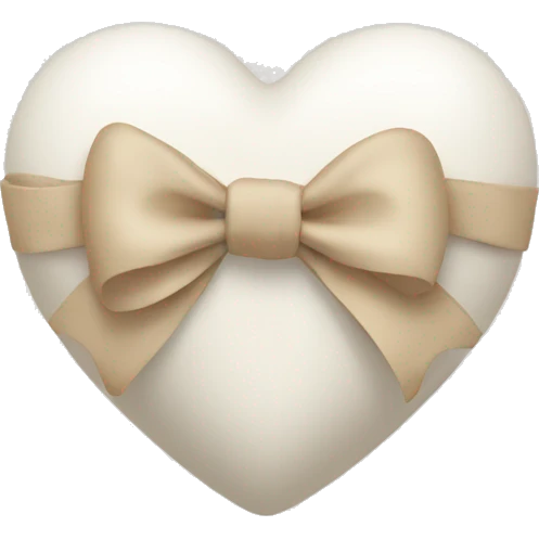 white heart with beige bow emoji
