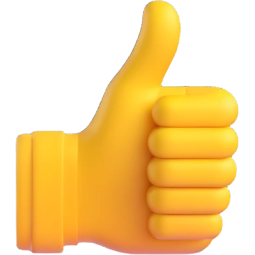Crop the image to keep only the hand giving a thumbs up and the sleeve of the shirt. Remove the rest of the body and head. Maintain the 3D emoji style with transparent background. emoji