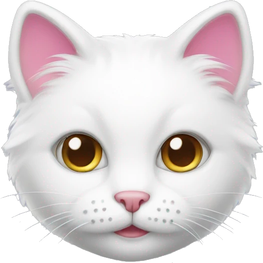 Cute white fur cat with pink ears emoji