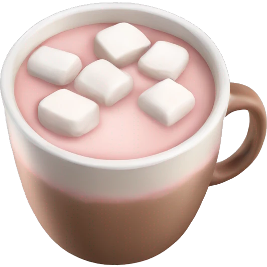 Light Pink mug of hot chocolate with marshmallows  emoji