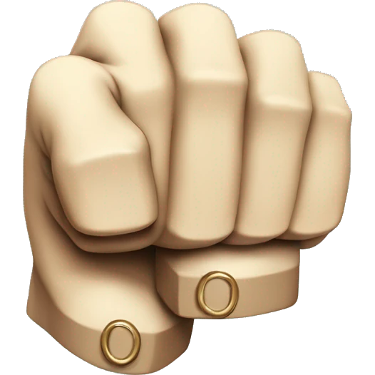 cartoon Fist , with brass knuckles,4 fingers, isometric emoji