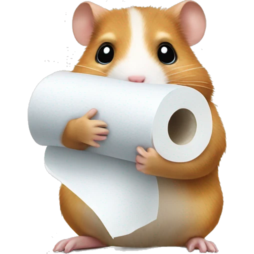 Hamster holding toilet paper emoji