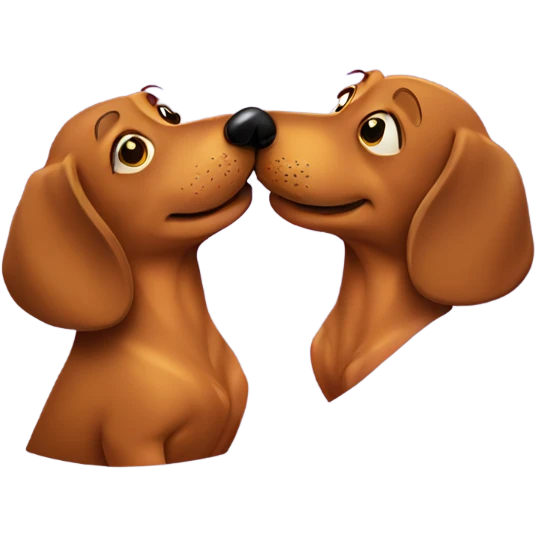 Two Wiener dog kissing emoji
