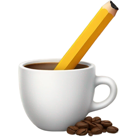 Pencil with coffee emoji