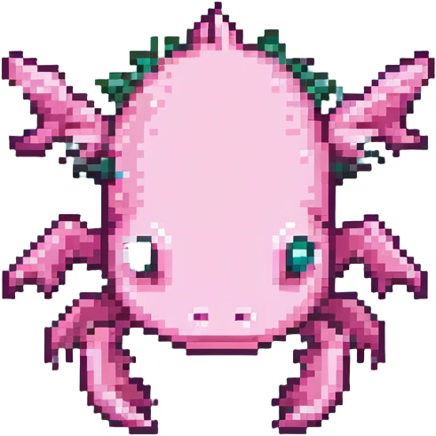 pink Minecraft axolotl, authentic blocky style and proportions, pixel art emoji