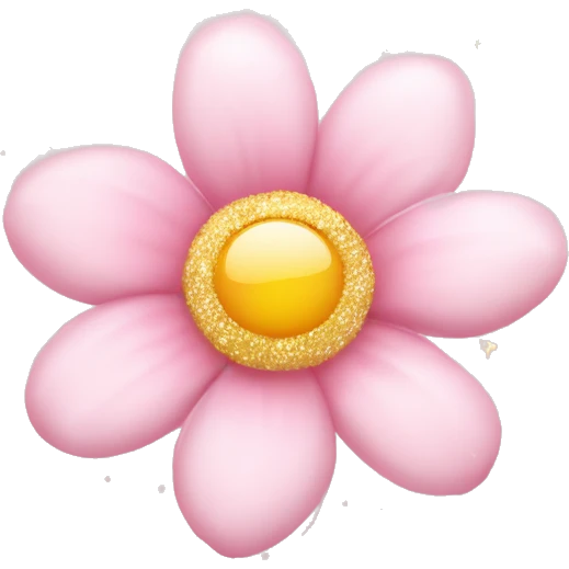 Flower Emoji "A delicate pastel pink flower with impossibly soft petals, radiating a subtle glow and surrounded by a halo of glitter dust." emoji