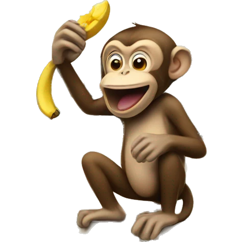 monkey eating banana on a house emoji