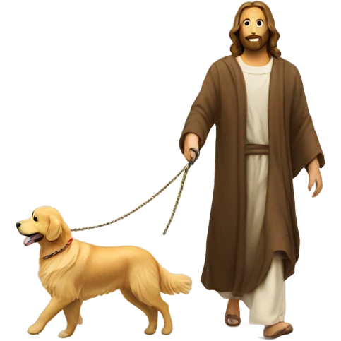 Jesus walking golden retriever  emoji
