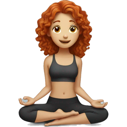 redhead girl with wavy hair doing yoga emoji
