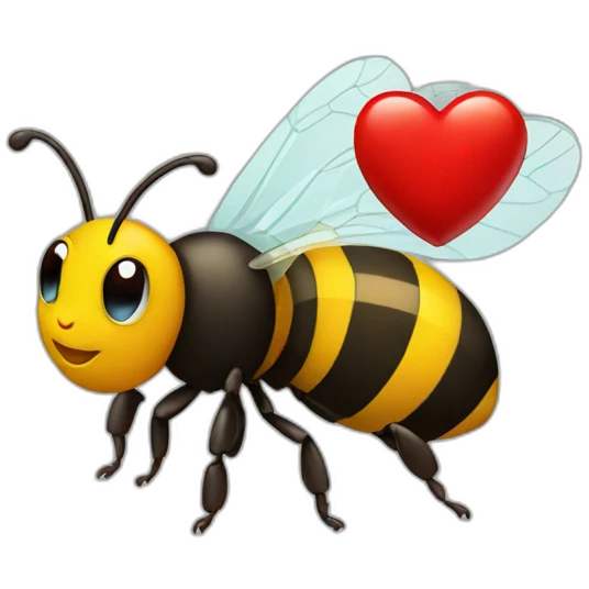 Bee with a red heart emoji
