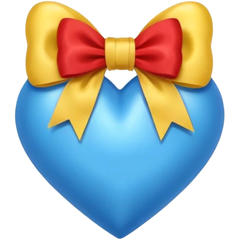 Blue heart and yellow heart and a bow emoji