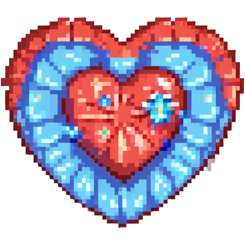 A red 3D heart with a bright glowing blue star inside emoji