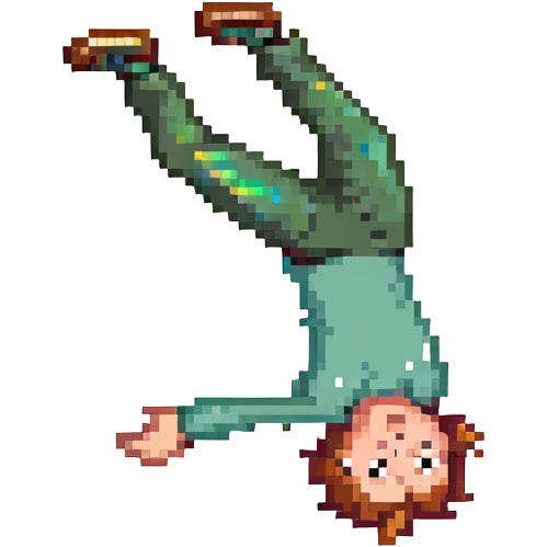 a child doing a backflip, pixel art style emoji
