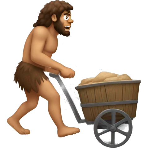 caveman pulling cart  emoji