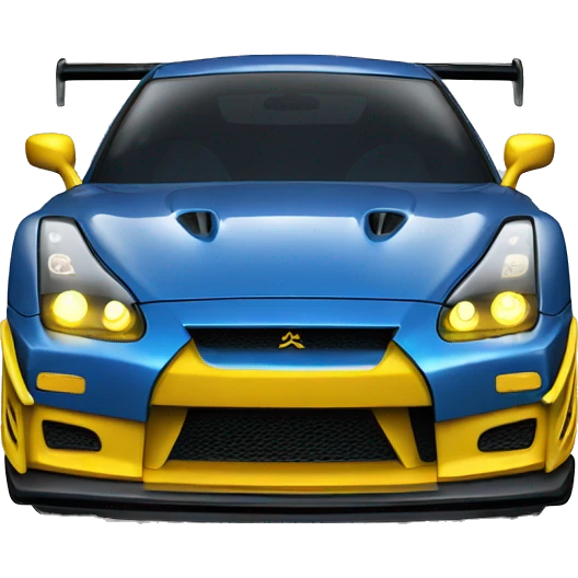 blue gtr car with yellow light emoji