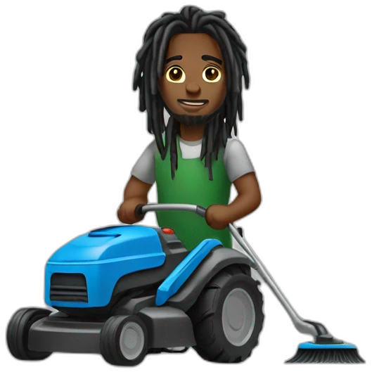 Black man with dreads mowing emoji
