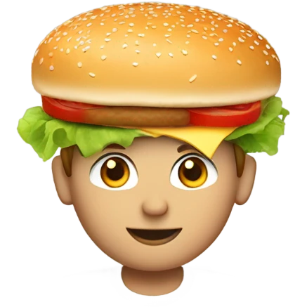 White boy with a burger for a head emoji