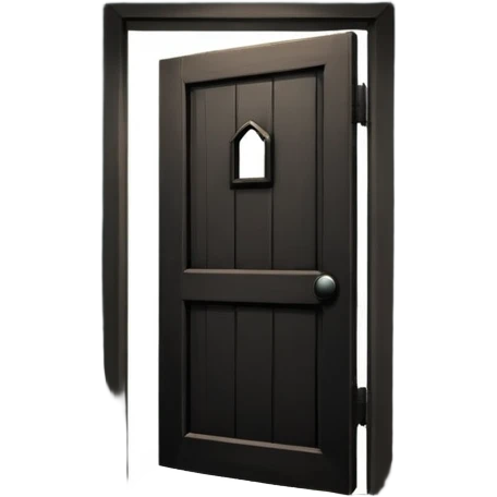 An icon showing a dark, eerie environment with ominous shadows, inspired by horror games like Resident Evil. The design includes a dimly lit corridor, a creepy door slightly ajar, and a silhouette lurking in the background. A sense of suspense and fear is conveyed. Transparent background. emoji