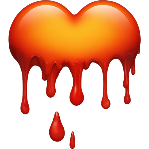 bleeding red heart shape glowing red-orange emoji