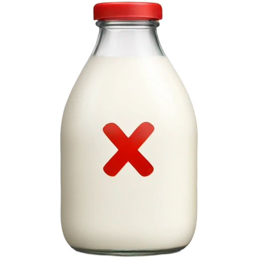 Milk bottle with a red x over it emoji