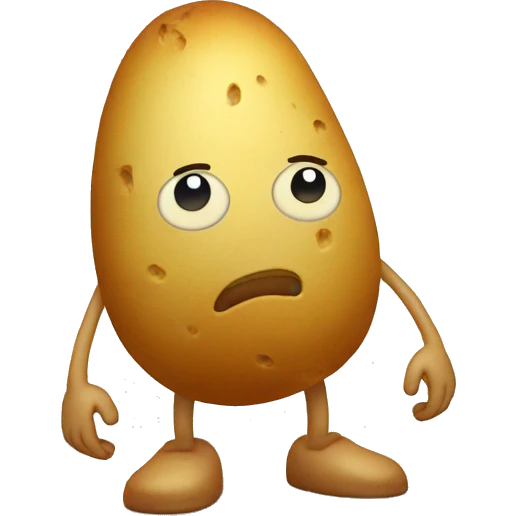 sad potato with legs and arms emoji