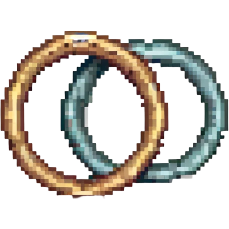 two interlocked wedding rings pixel art style emoji