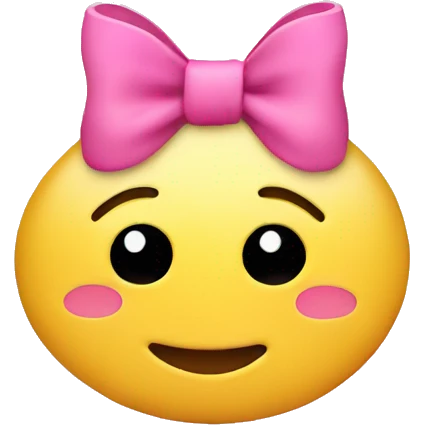 shy smiley face with a pink bow emoji