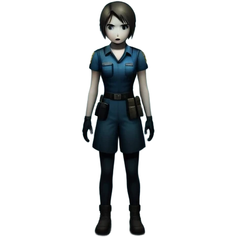 An icon featuring a dark, eerie atmosphere with a spooky environment, inspired by horror games like Resident Evil. The design includes ominous lighting, creepy shadows, and a silhouette of a character in distress. Transparent background enhances the chilling vibe of the scene. emoji