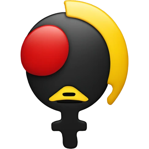 A way black and red rectangle with a yellow circle in the middle emoji