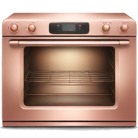 Realistic side view of rose gold oven. emoji