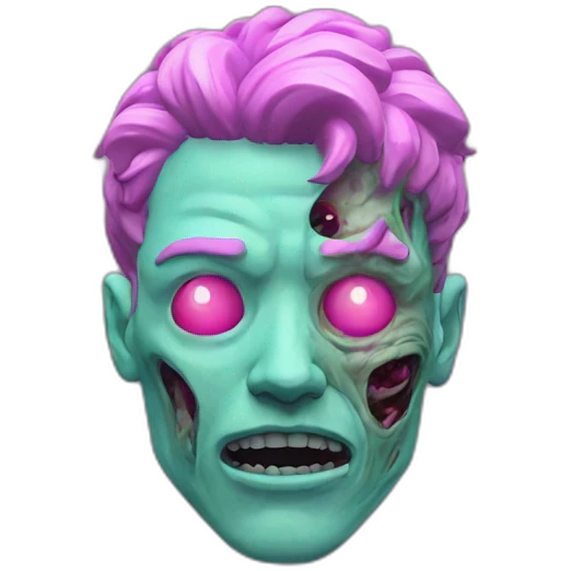 Vaporwave person, half person face half zombie face emoji