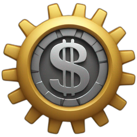 a gear with a dollar sign in the center emoji