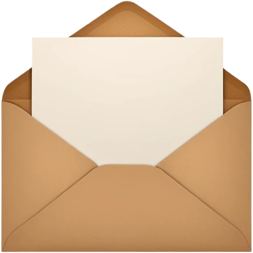 blank greeting card open with brown envelope next to it emoji