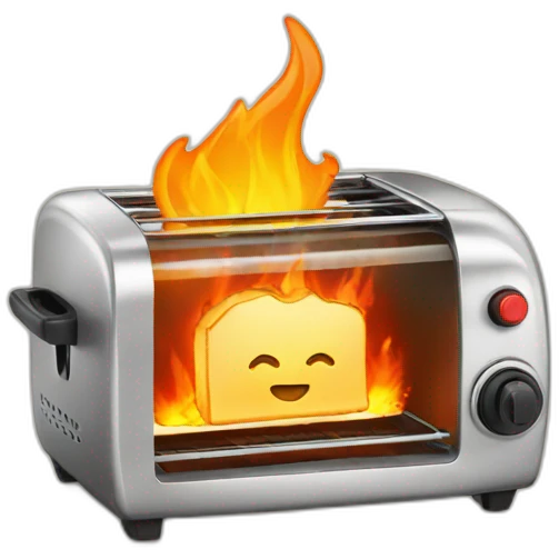 money in a toaster on fire emoji