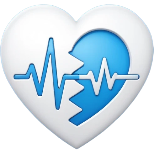 Minimal medical AI logo emoji, heart or shield shape, broken ECG line stylized as letters AI, flat vector style, clean modern healthcare design, blue and white, trustworthy, simple emoji