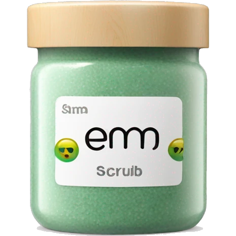 body scrub pot with label emoji
