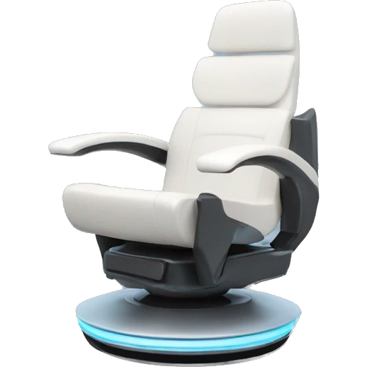 A sleek hover chair of the future that you can steer with a joystick emoji